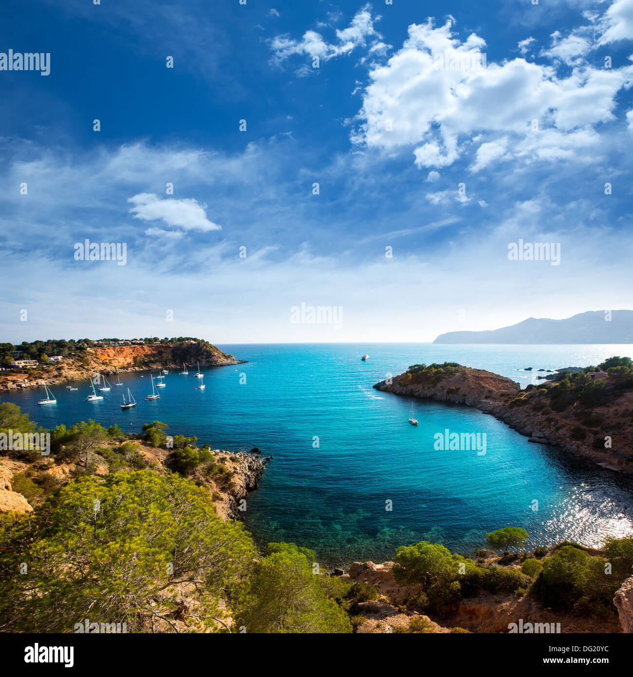 Ibiza Es Porroig Also Port Roig View At Balearic Islands Of Spain Stock ibiza-es-porroig-also-port-roig-view-at-balearic-islands-of-spain-stock