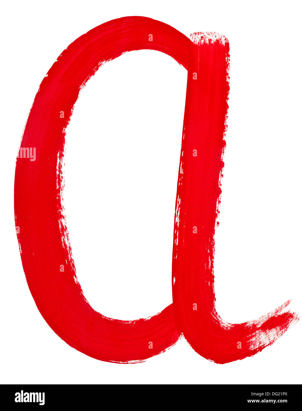 letter a hand painted by red brush on white background Stock Photo