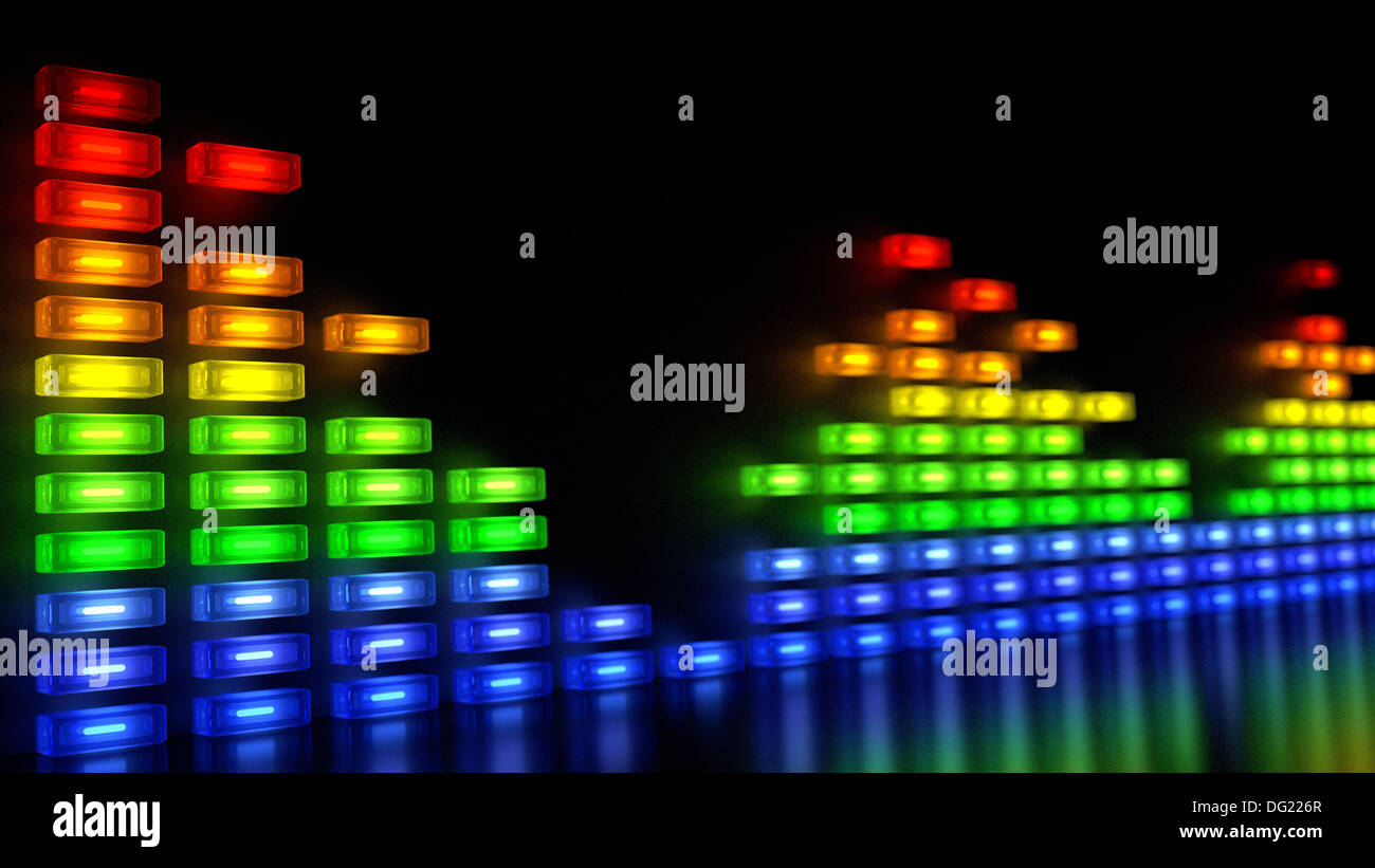 Music Sound Levels with Multi-Colors Block in Array Like Wall Stock Photo