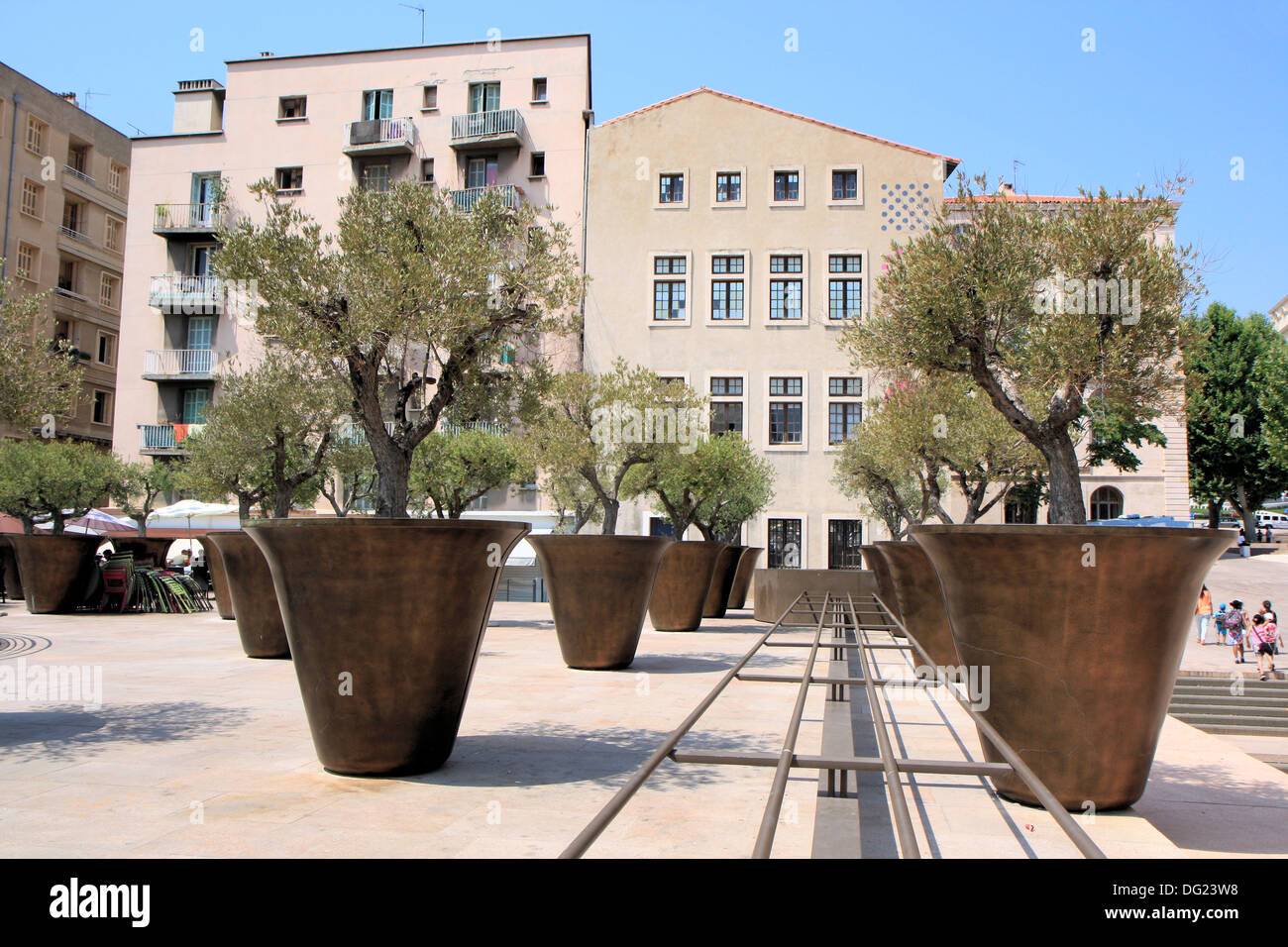 Olives trees in giant pots in Panier area, Marseille, Provence, France  Stock Photo - Alamy