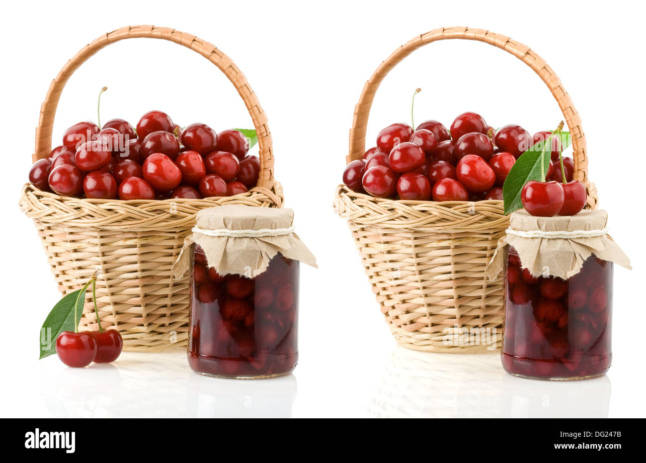 cherry jam isolated on white background Stock Photo