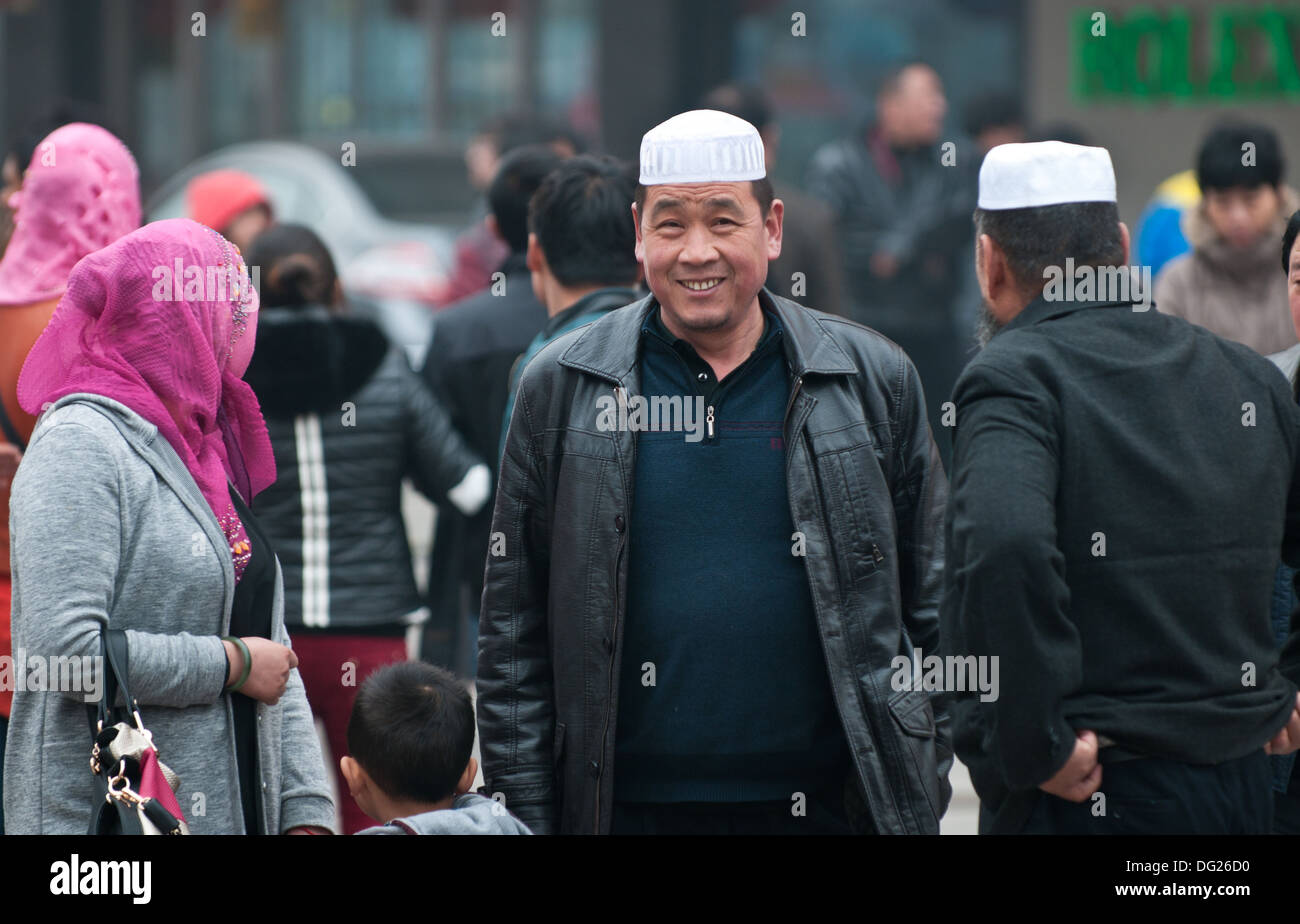 Hui people Chinese muslims on Wangfujing Street in Beijing, China