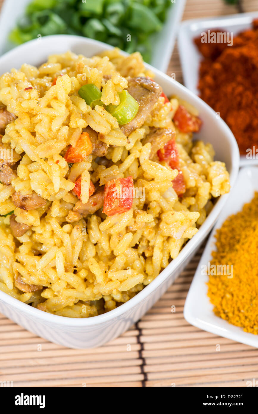 Indian Rice with Curry an Chicken Stock Photo - Alamy