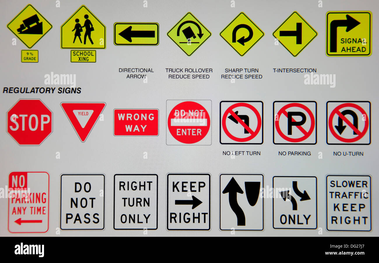 Traffic Signal Signs Chart