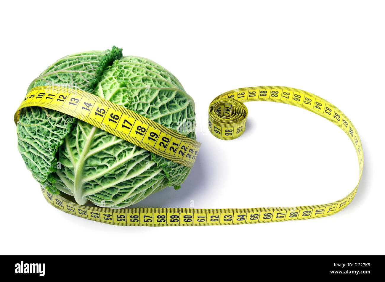 Cabbage and measuring tape concept Stock Photo - Alamy