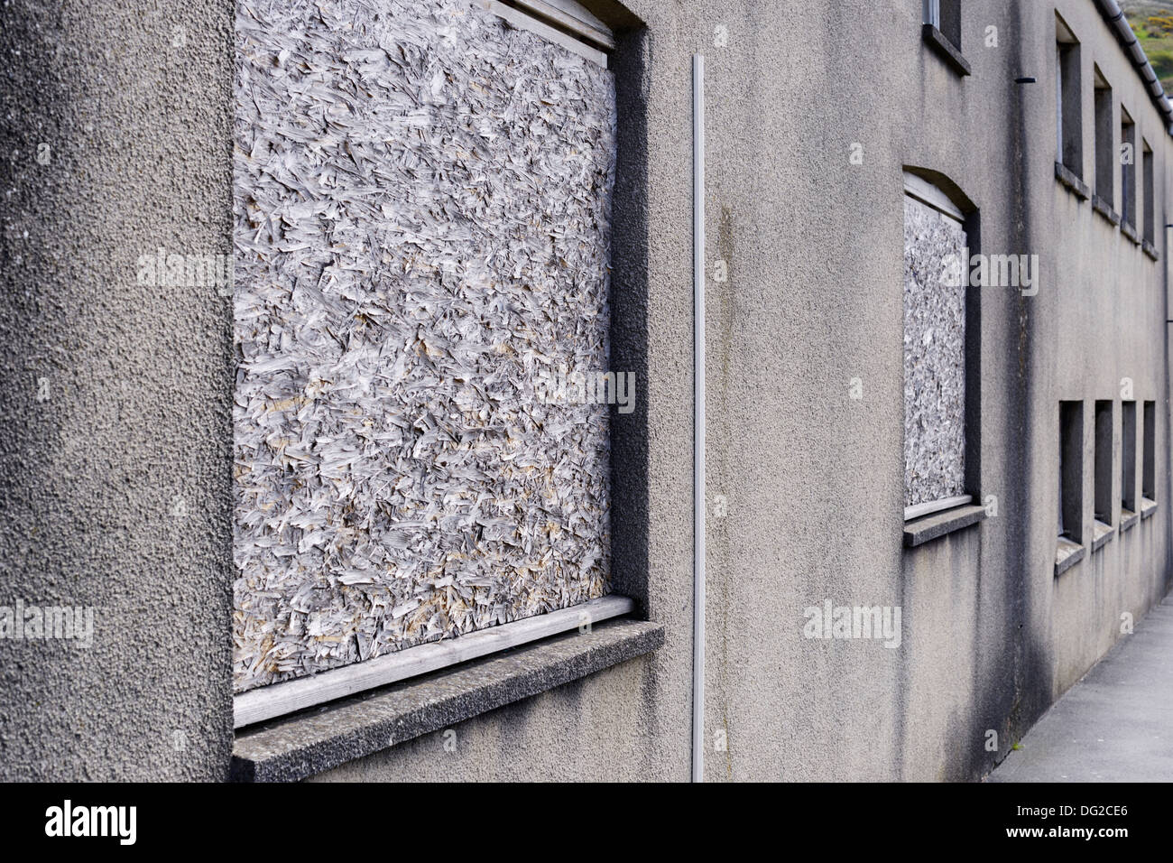 Boarded up, disused, empty commercial property, building, Aberystwyth