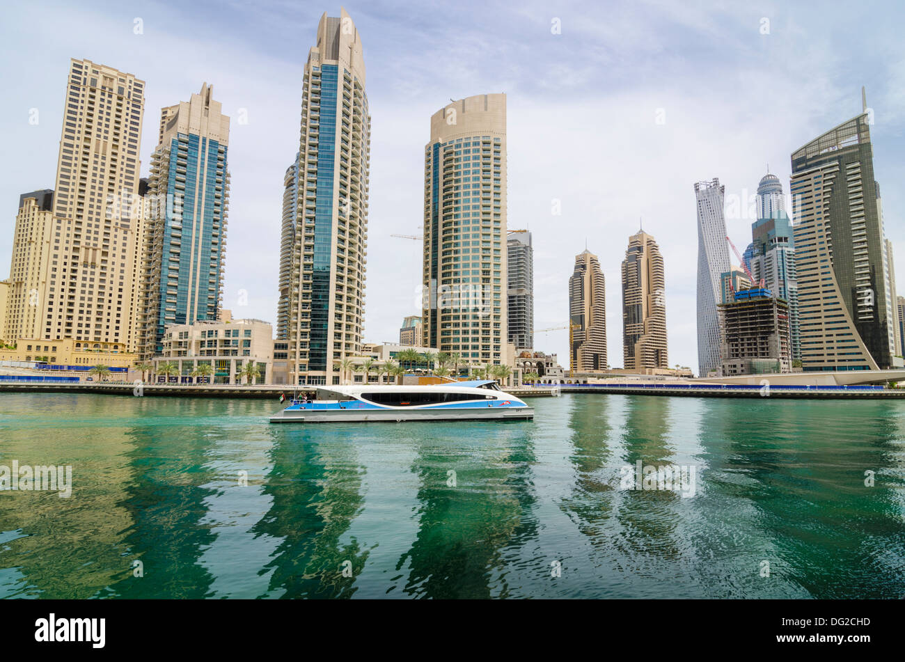 The RTA Dubai Ferry in Dubai Marina, Dubai, UAE Stock Photo