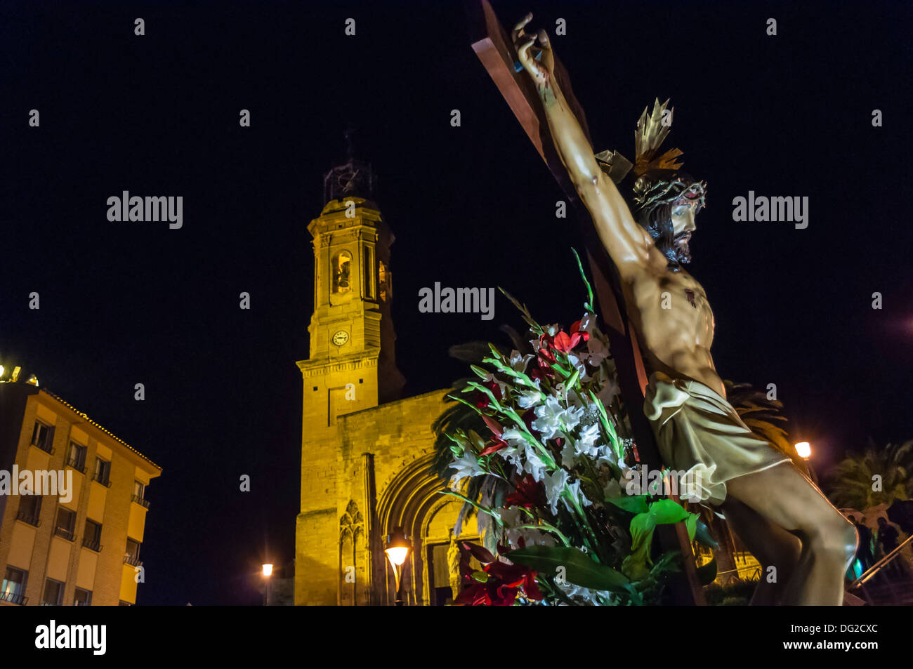 Holy week procession in Caspe, Zaragoza, Aragon, Spain Stock Photo