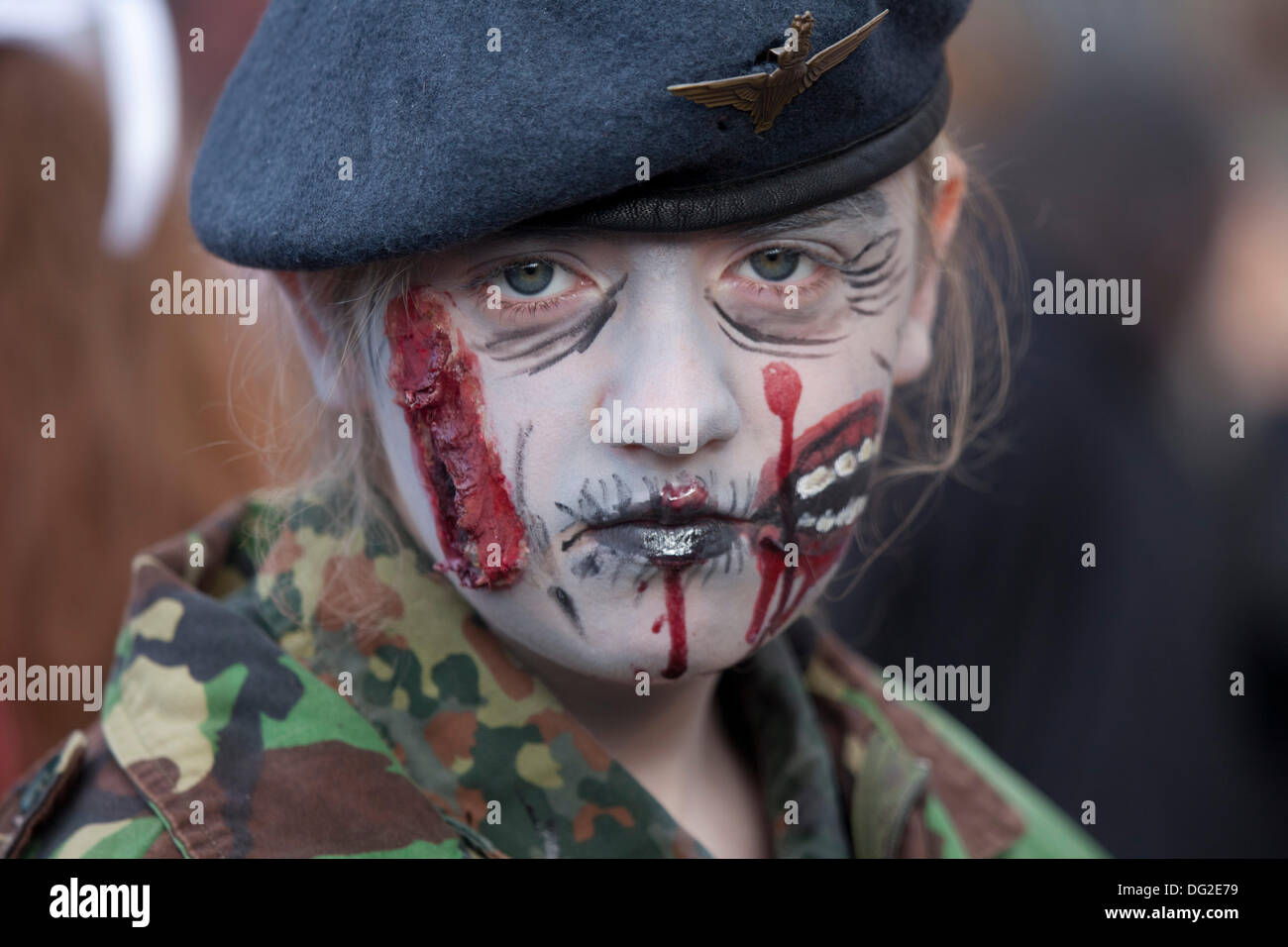London, UK. 12th Oct, 2013. World Zombie Day: London, attracts thousands of zombies each year to groan and shamble through Central London in aid of the charity St. Mungo's. Credit:  Sebastian Remme/Alamy Live News Stock Photo