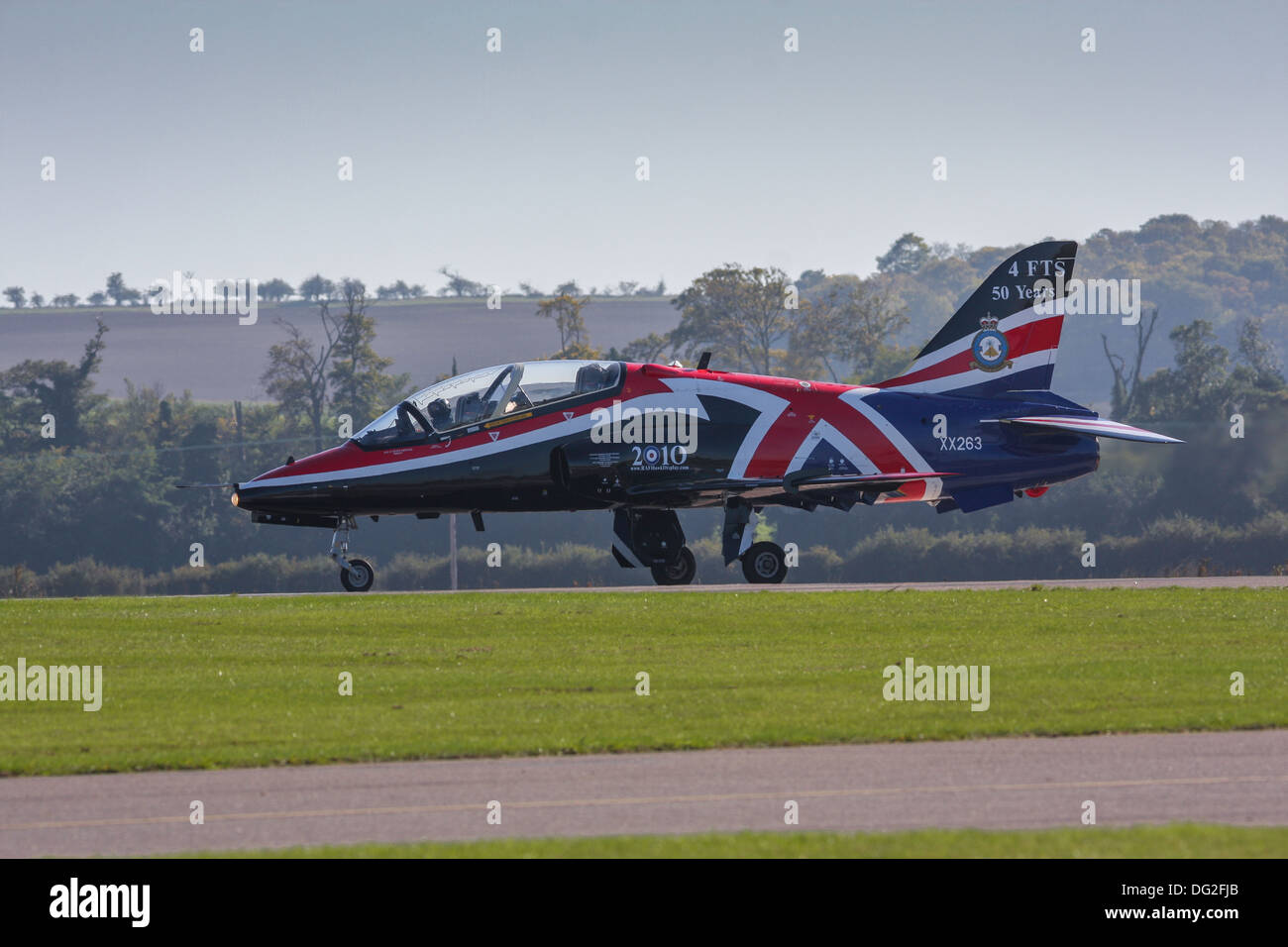 BAE Systems Hawk T1A, XX263, Royal Air Force, Red Arrows team, Duxford Airshow, Cambridgeshire, England, UK Stock Photo