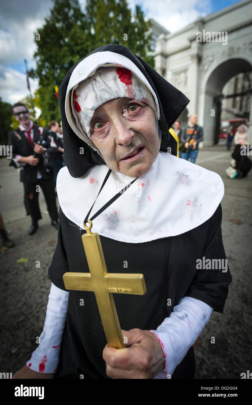 October 12th 2013 A portrait of a participant in the annual Zombie Invasion of London.  Photographer: Gordon Scammell/Alamy Live News Stock Photo