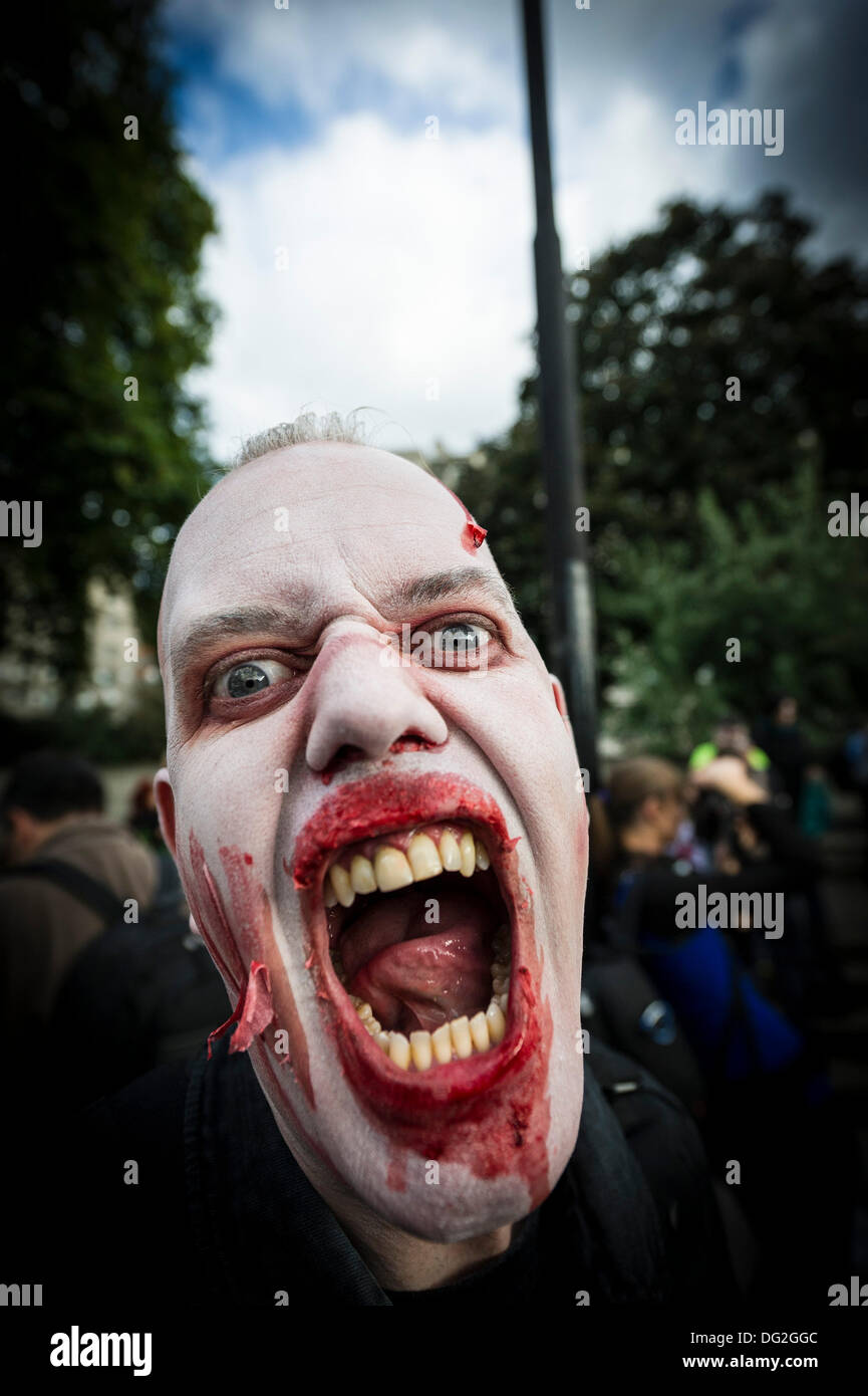 October 12th 2013 A portrait of a participant in the annual Zombie Invasion of London.  Photographer: Gordon Scammell/Alamy Live News Stock Photo