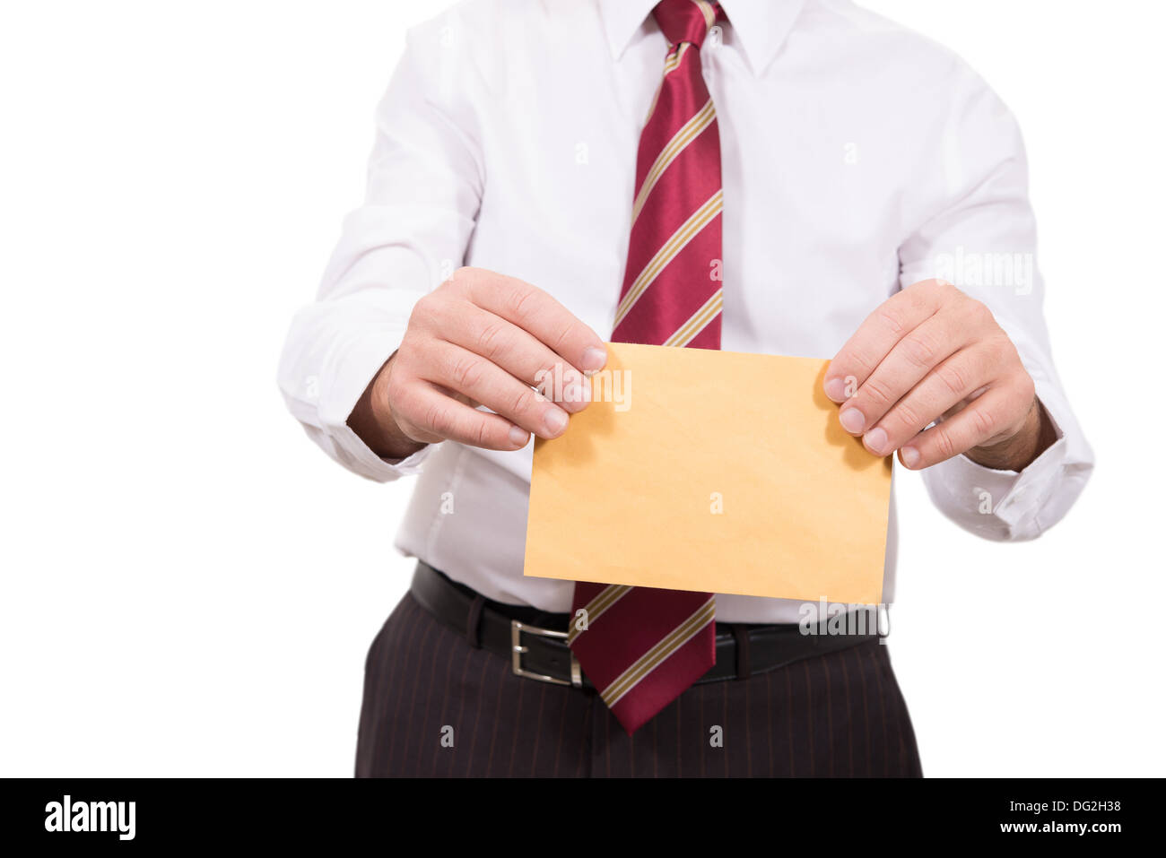 business man hands him an envelope for corruption Stock Photo