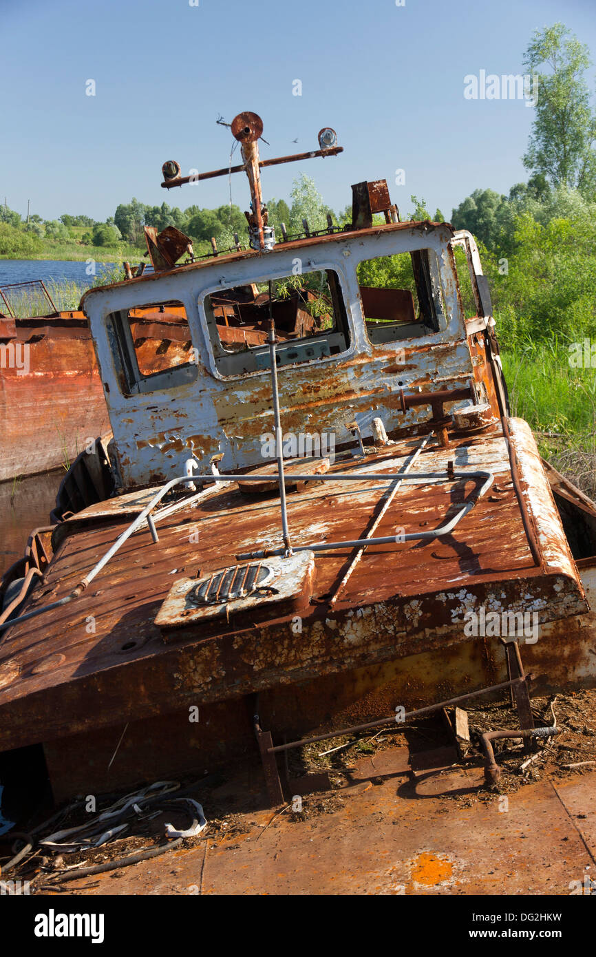 Rusting Boats at Chernobyl Stock Photo
