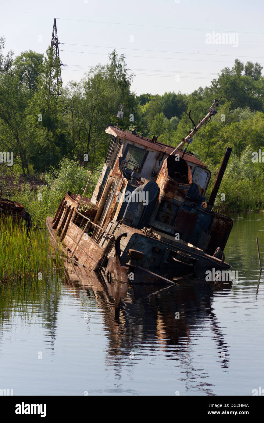 Rusting Boats at Chernobyl Stock Photo