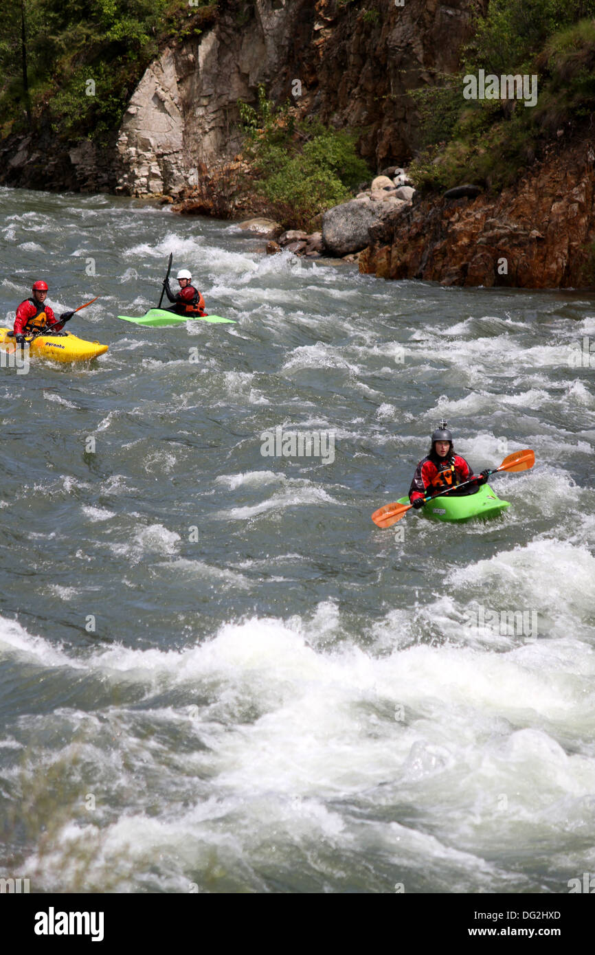 Whitewater kayaks on the Payette River Idaho Stock Photo