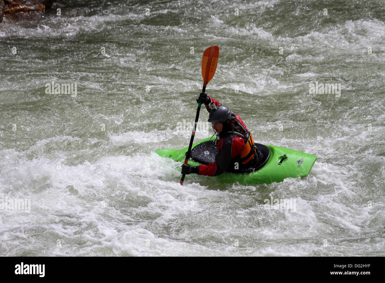 Whitewater kayakers on Payette River Stock Photo