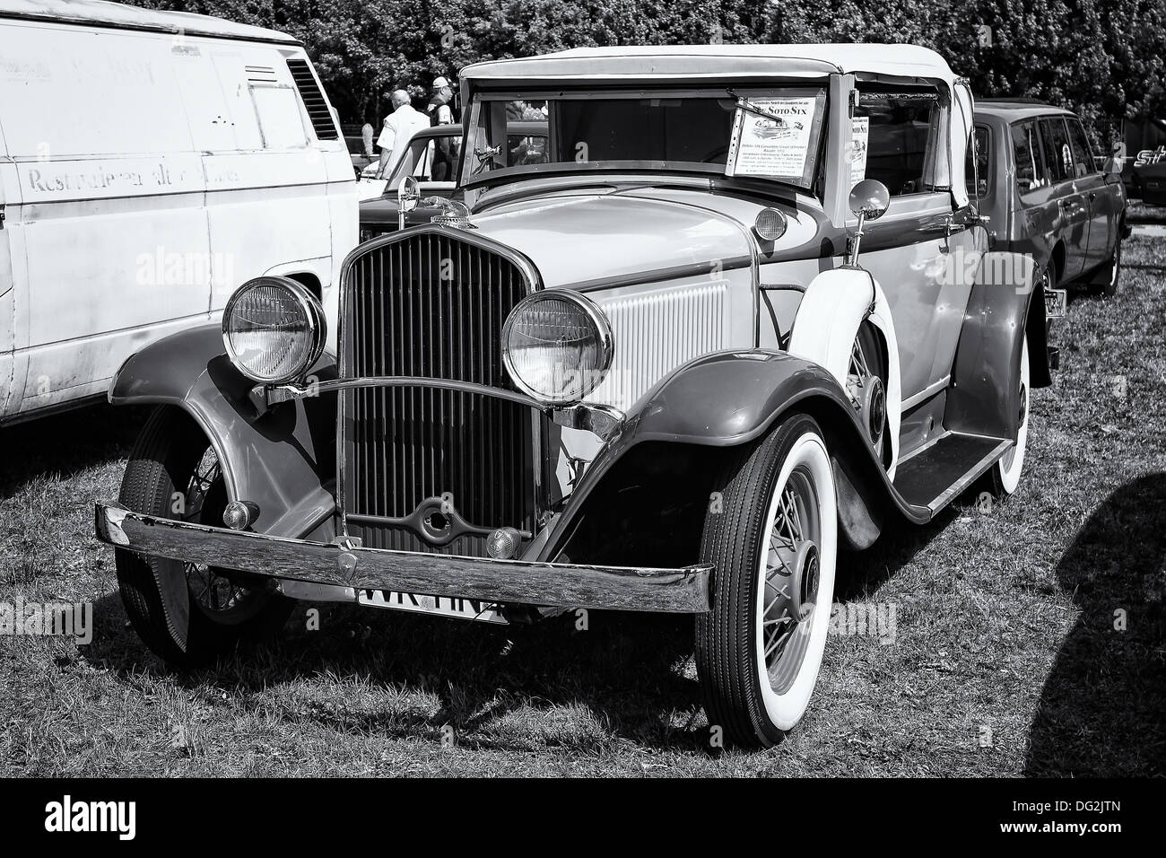 Car De Soto Six Convertible Coupe, (black and white) Stock Photo