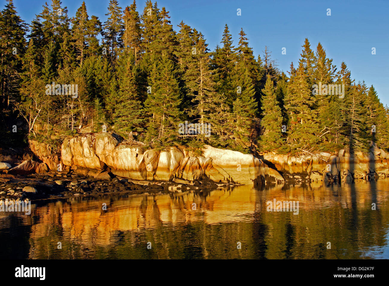 Small island Fox Island Thoroughfare Penobscott Bay Maine Coast New England USA Stock Photo