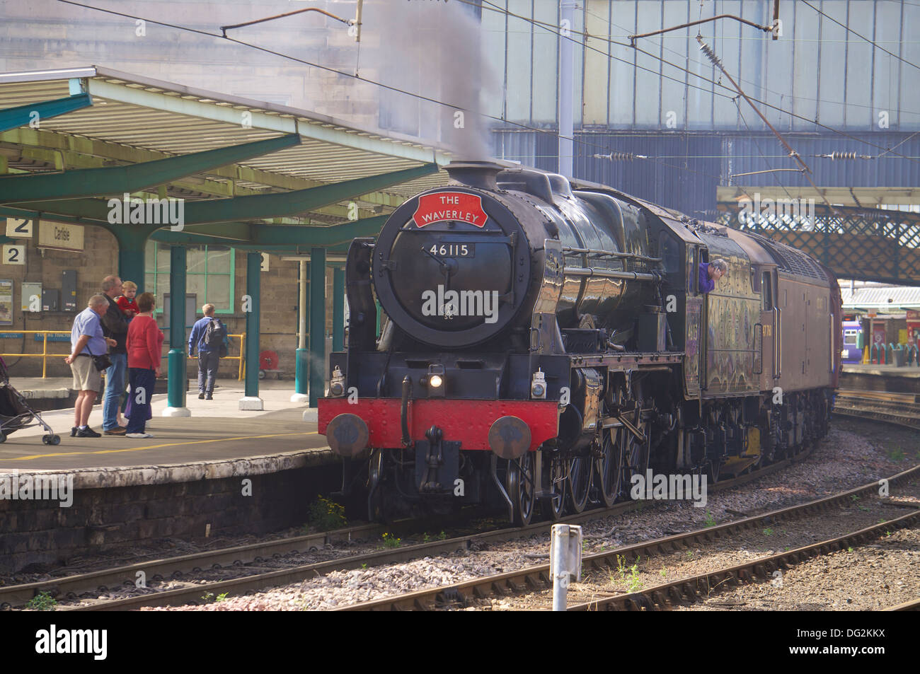 Steam locomotive 'Scots Guardsman' 46115 in Carlisle Railway Station ...