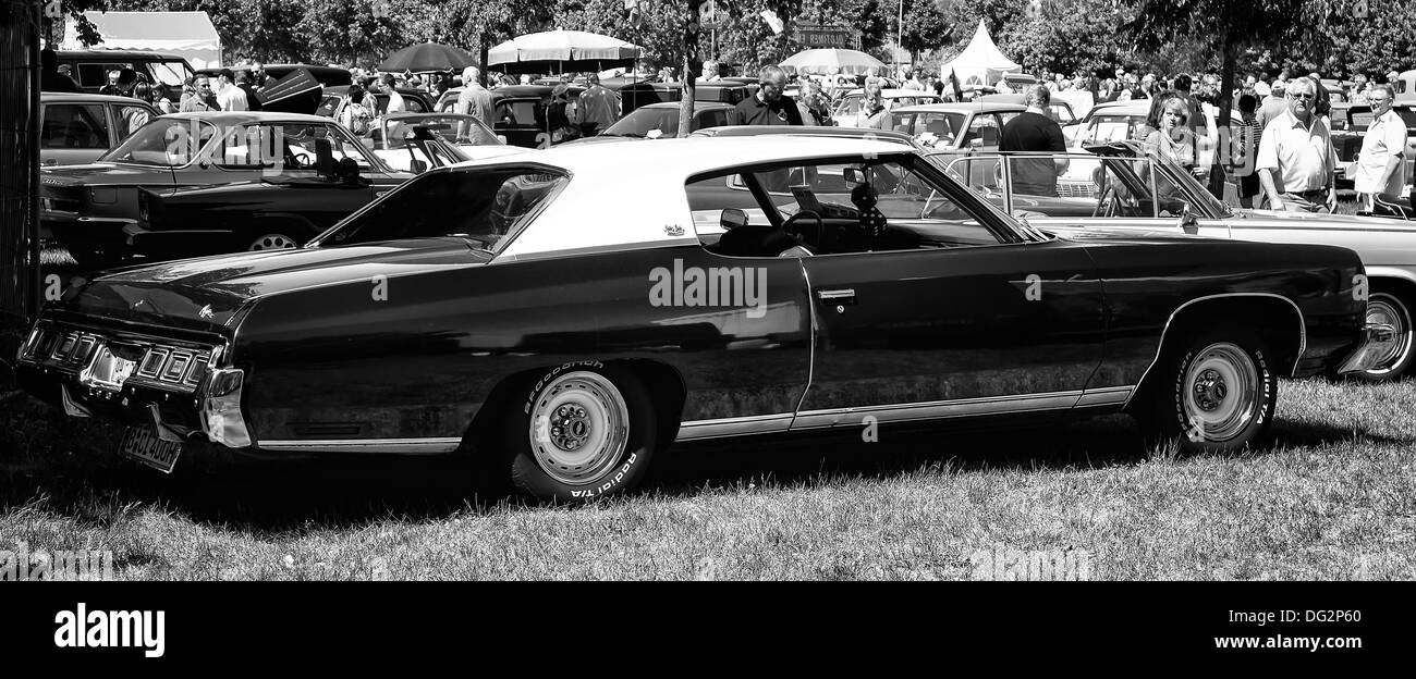 Full-size car Chevrolet Caprice Coupe 1973 black and white Stock Photo