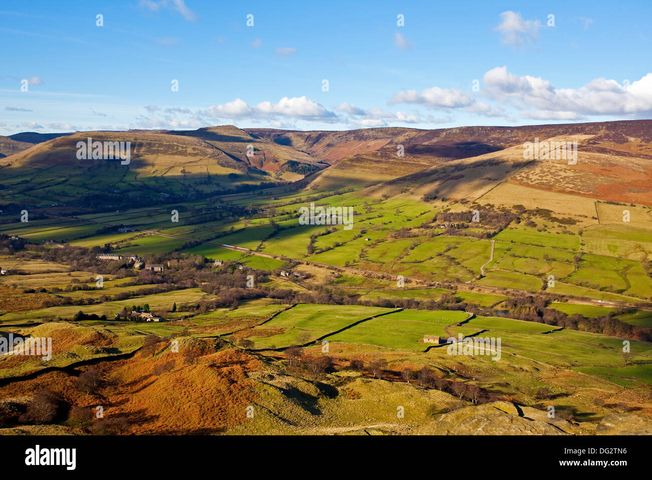 A landscape view over the Hope Valley Peak District UK Stock Photo