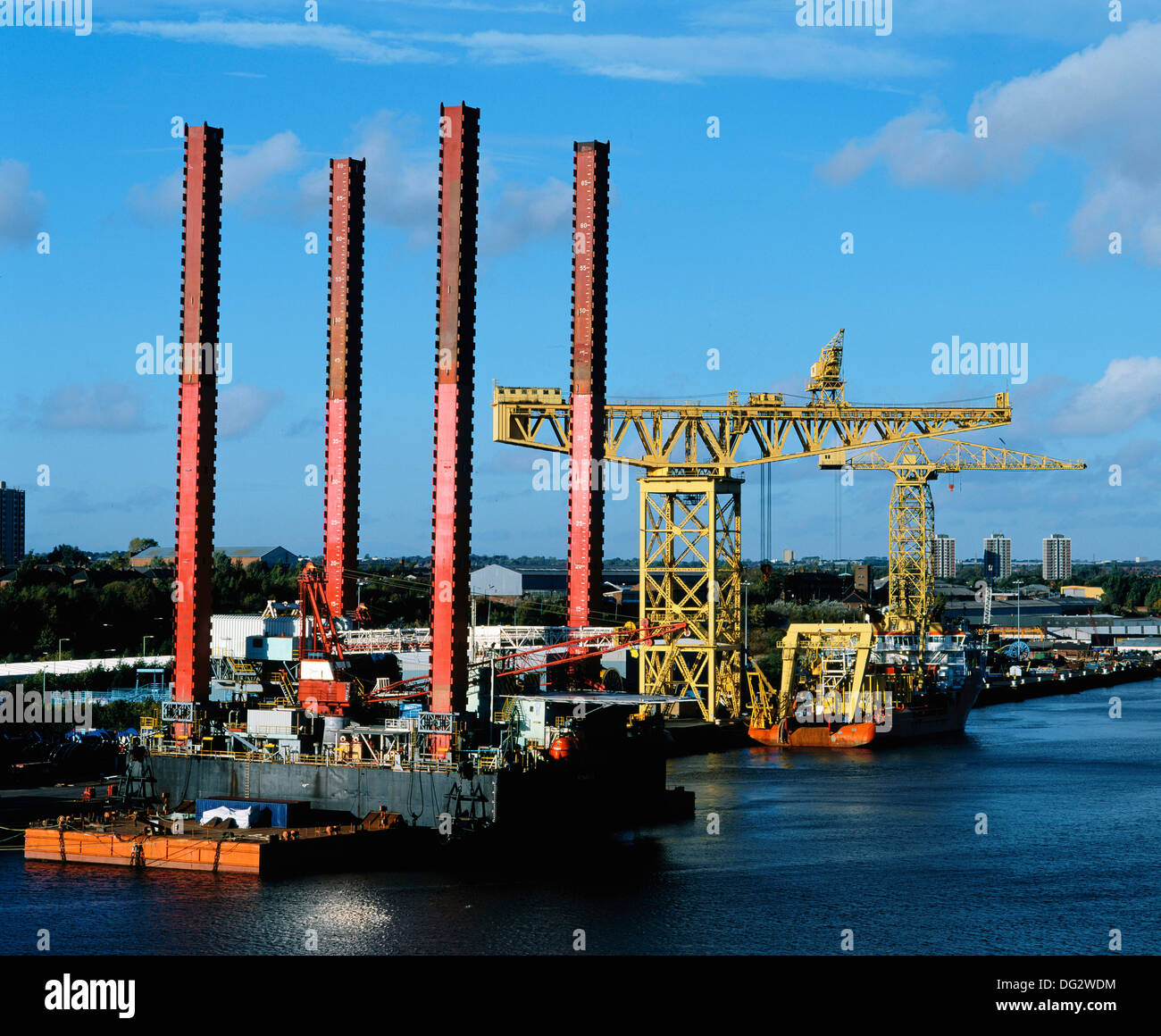 Quay for offshore oil industry. River Tyne. Newcastle. England Stock Photo Alamy