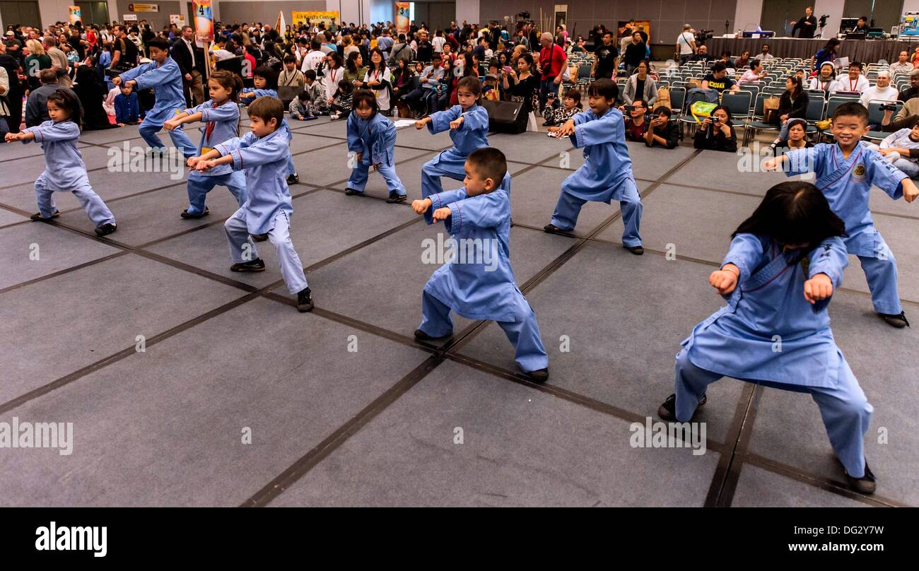Los Angeles, CA, USA. 12th Oct, 2013. Young martial arts students