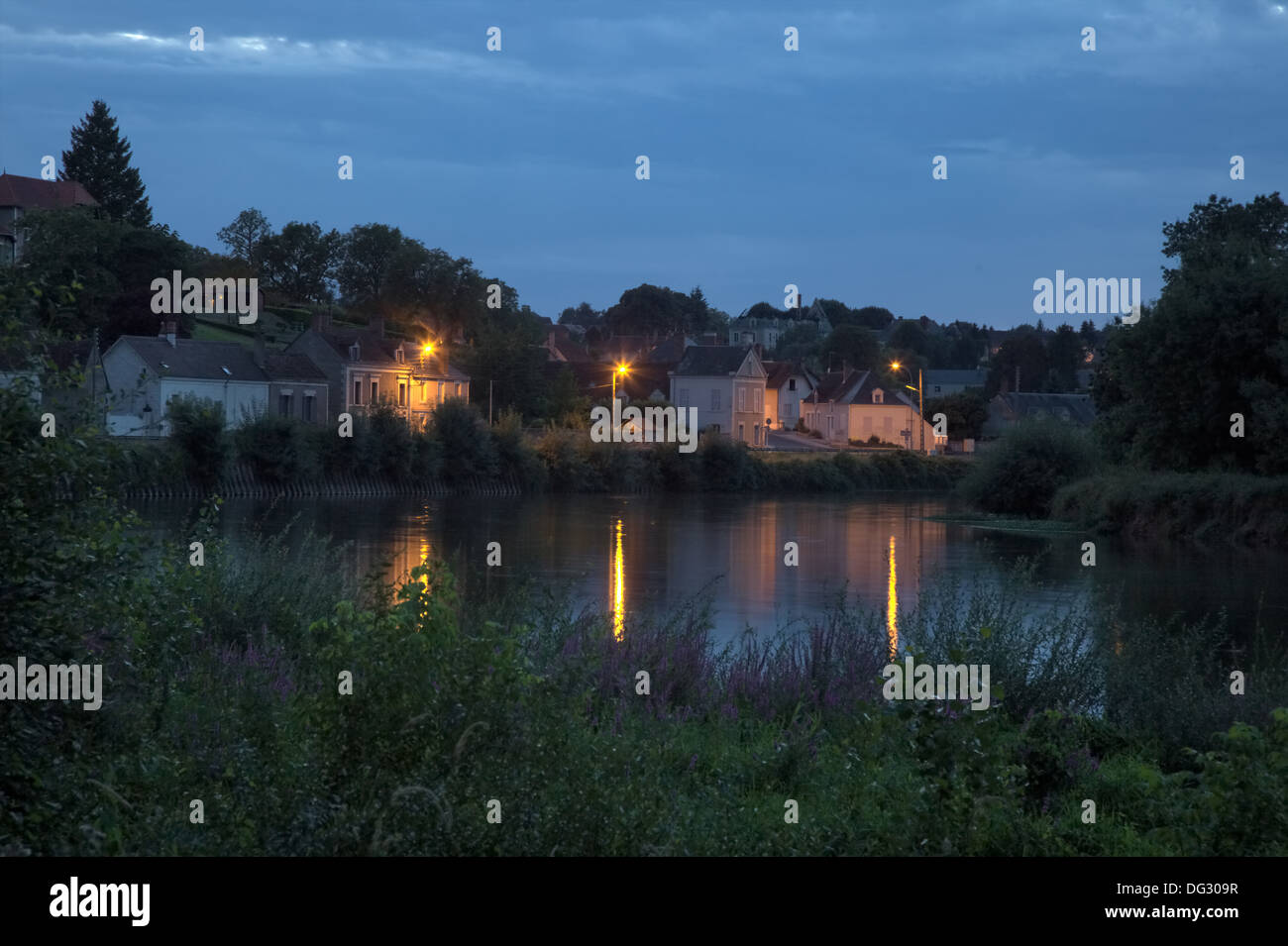 St Aignan, River Cher at dusk in high summer Stock Photo