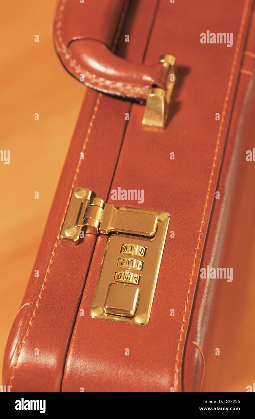 Combination lock on briefcase Stock Photo Alamy