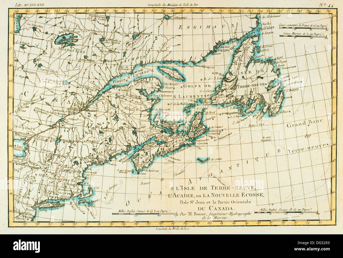 A4 Reprint of Nova Scotia Acadia Map Northern Usa 