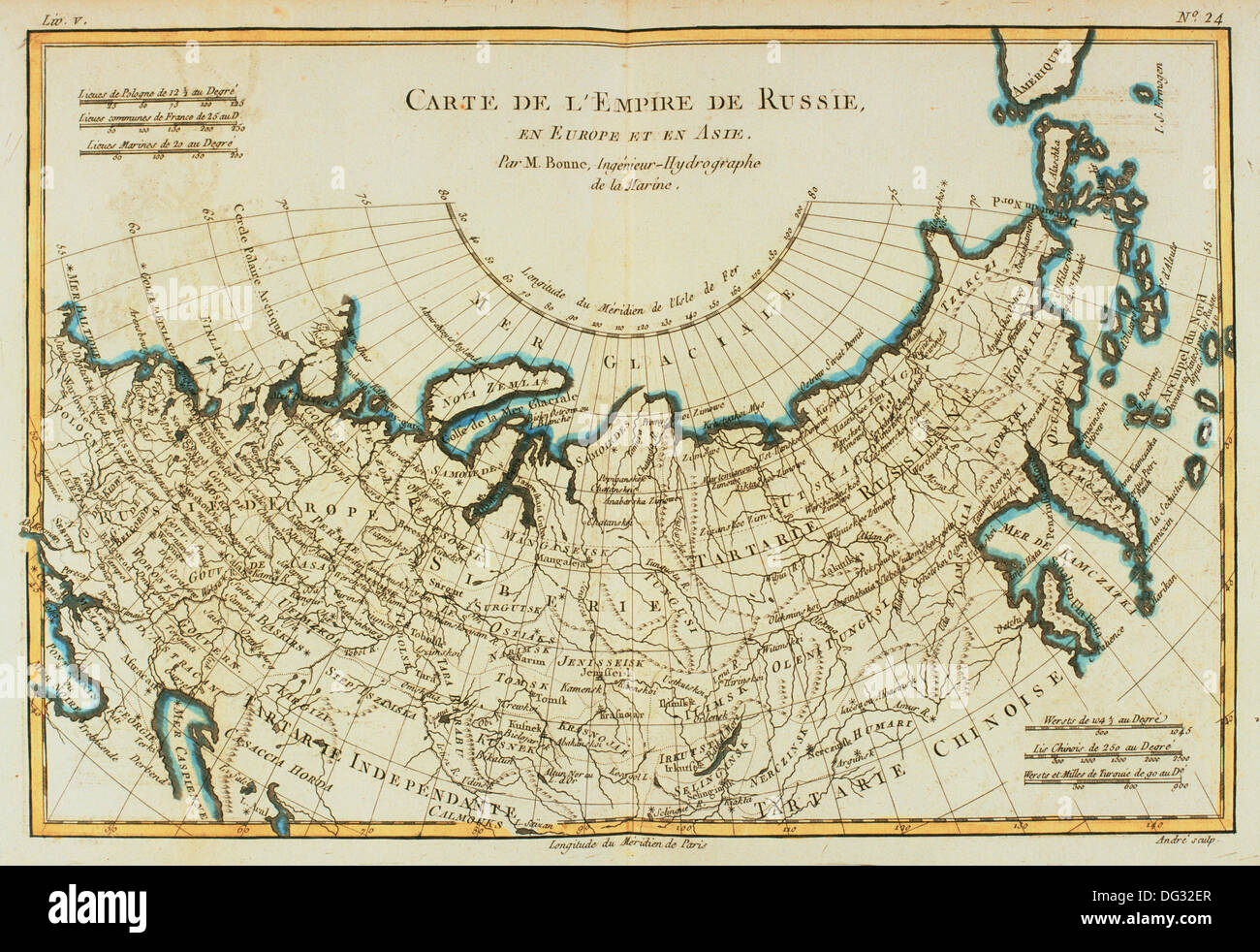The Russian Empire on a 18th century map Stock Photo