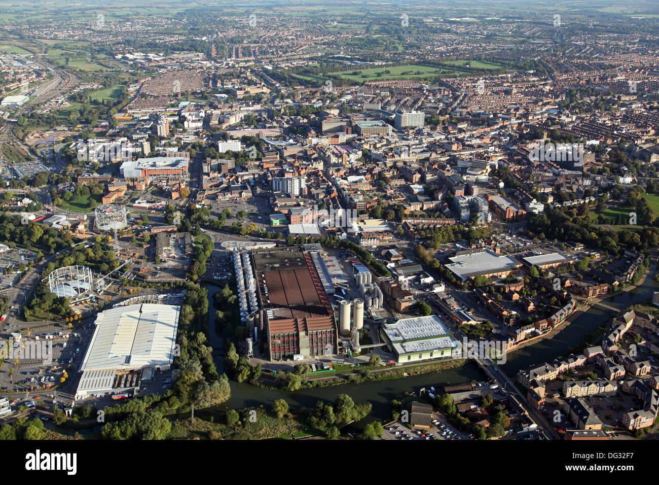aerial view of aerial view of Northampton town centre Stock Photo