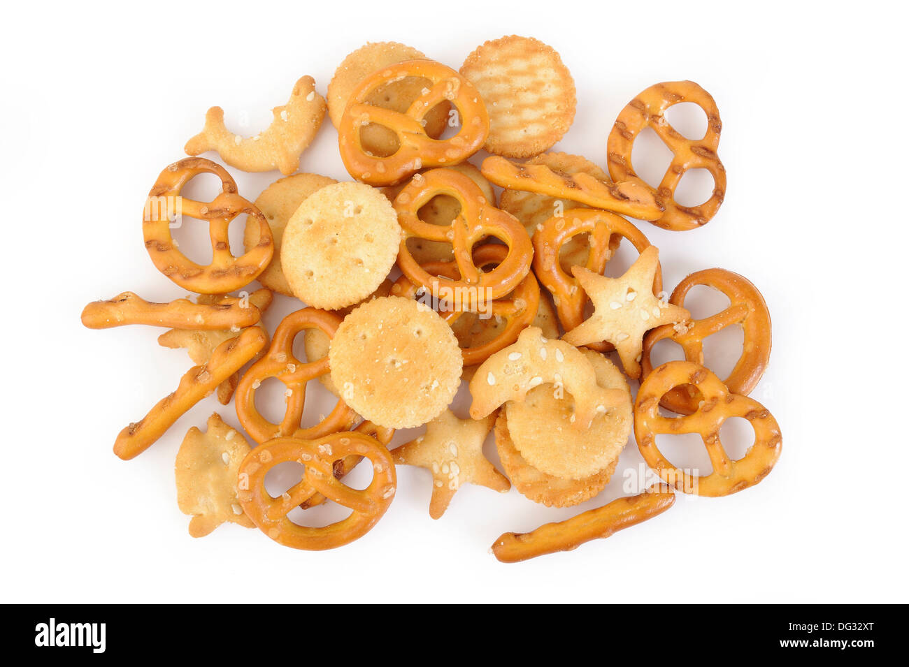 mixed crackers on white background Stock Photo Alamy