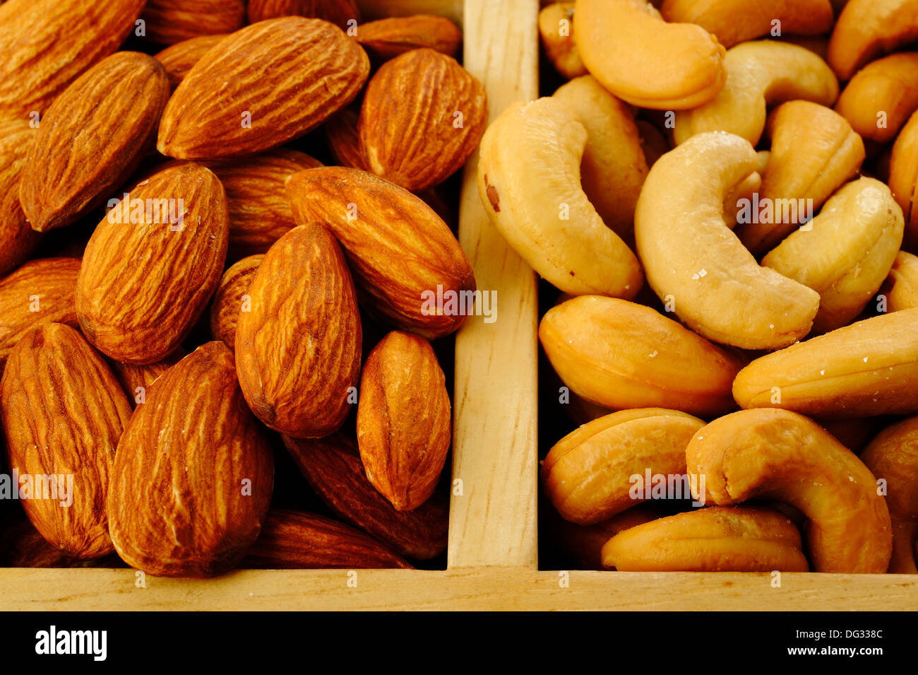 salted almond and salted cashew nuts Stock Photo