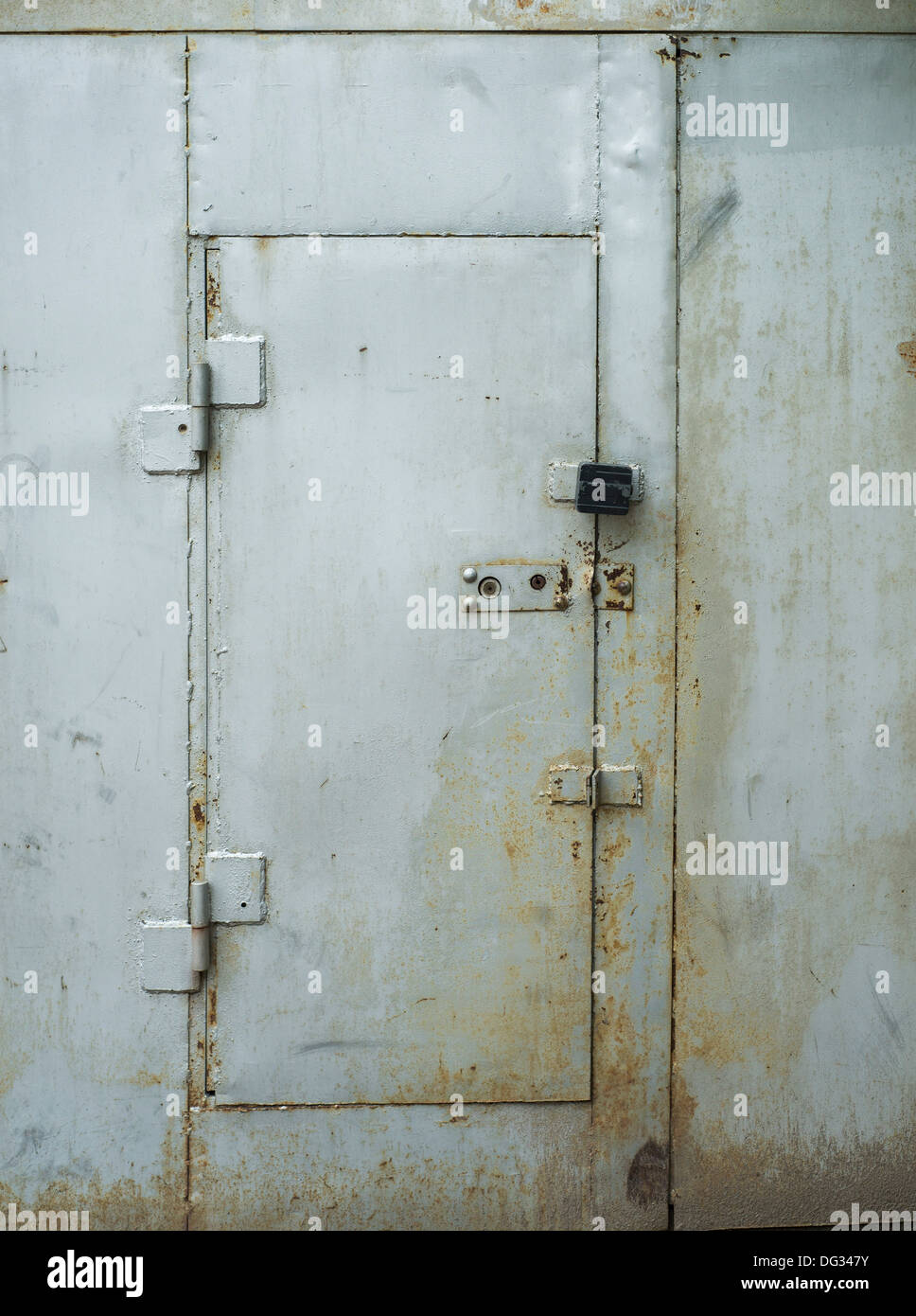 White painted metal door Stock Photo