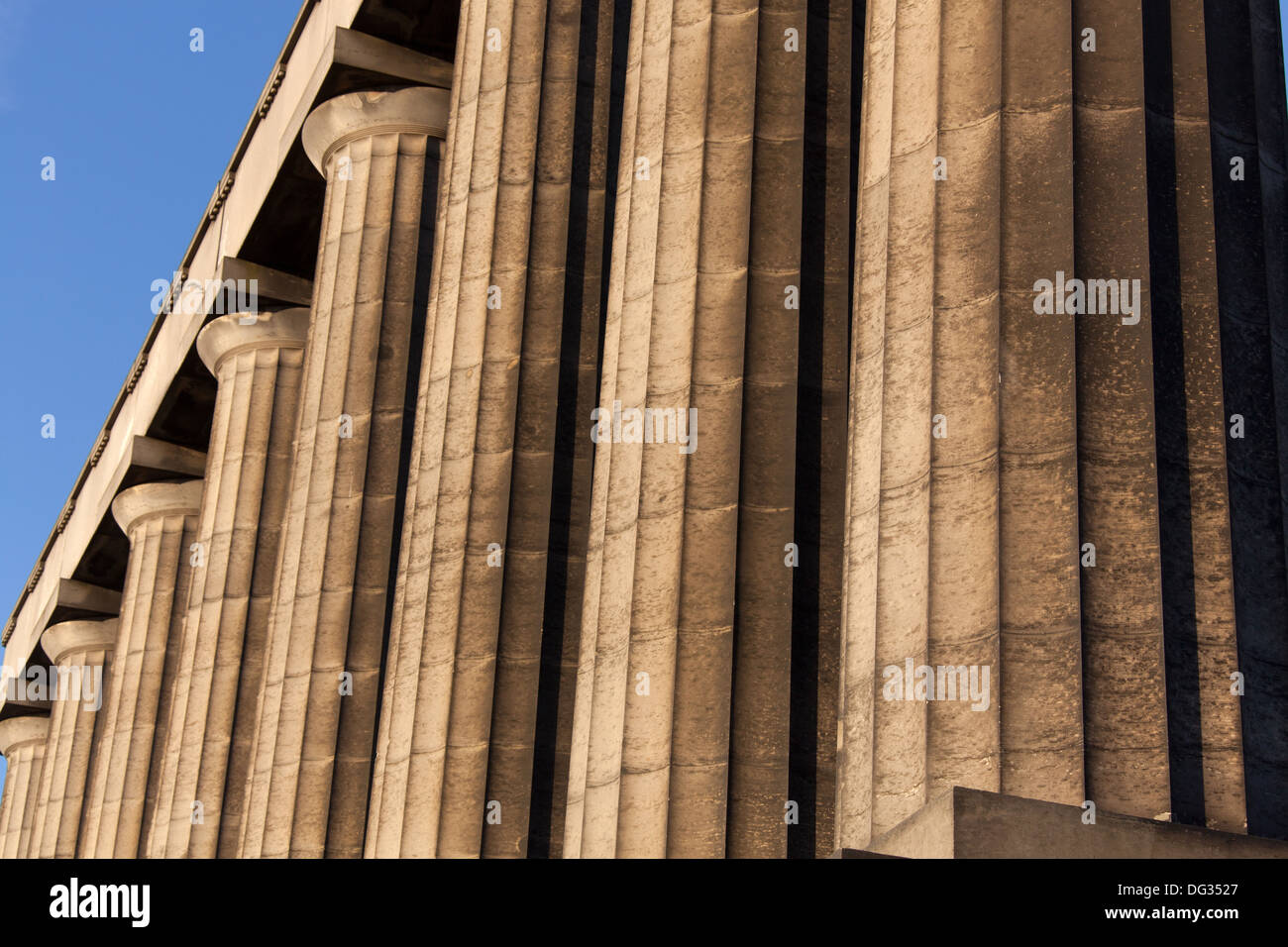 City of Edinburgh, Scotland. The unfinished Greek Athenian Acropolis on Edinburgh’s Calton Hill. Stock Photo