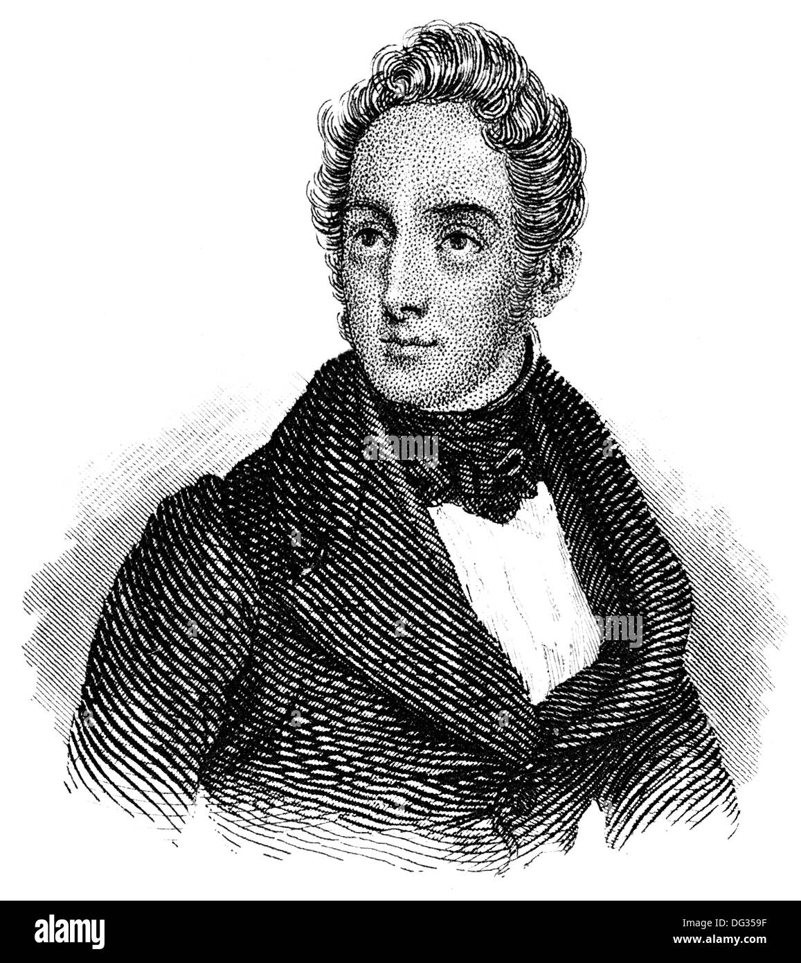 Alphonse Marie Louis Prat de Lamartine, 1790 - 1869, a French poet, writer and politician, Stock Photo