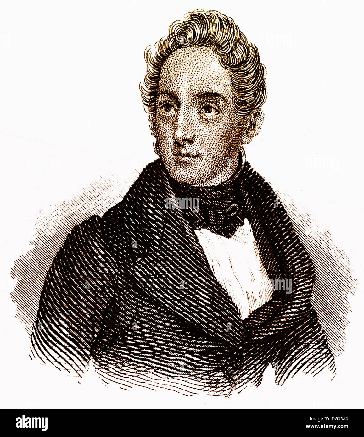 Alphonse Marie Louis Prat de Lamartine, 1790 - 1869, a French poet, writer and politician, Stock Photo