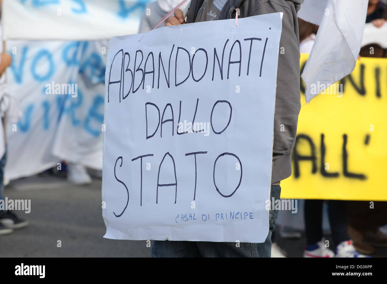 Mondragone, Italy. 13th Oct 2013.  'Marcia per la vita', protest of the people against the Camorra, the toxic waste and the burning of garbage on 13 october 2013. Credit:  Antonio Gravante/Alamy Live News Stock Photo
