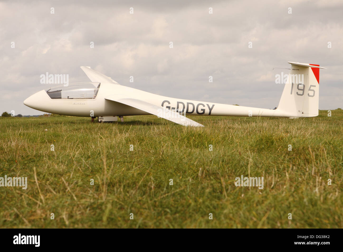 Schempp Hirth Nimbus single seat glider at a grass airfield UK Stock Photo