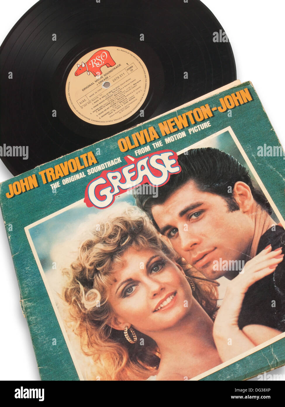 album vinyl record of grease- John Travolta Stock Photo