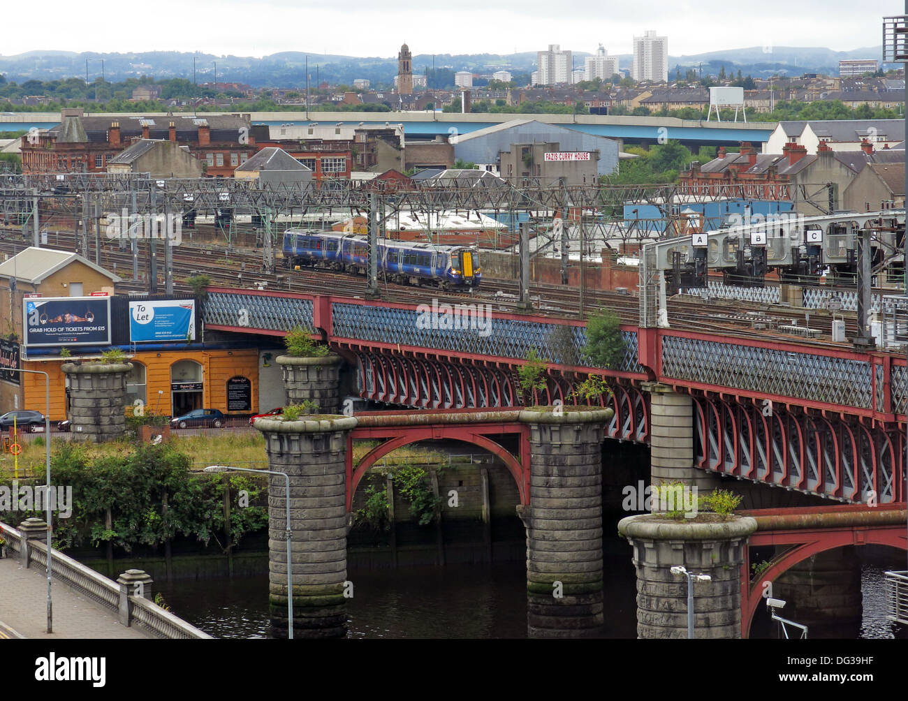 Bridges at Glasgow Central taking trains over the Clyde river, Scotland, UK Stock Photo