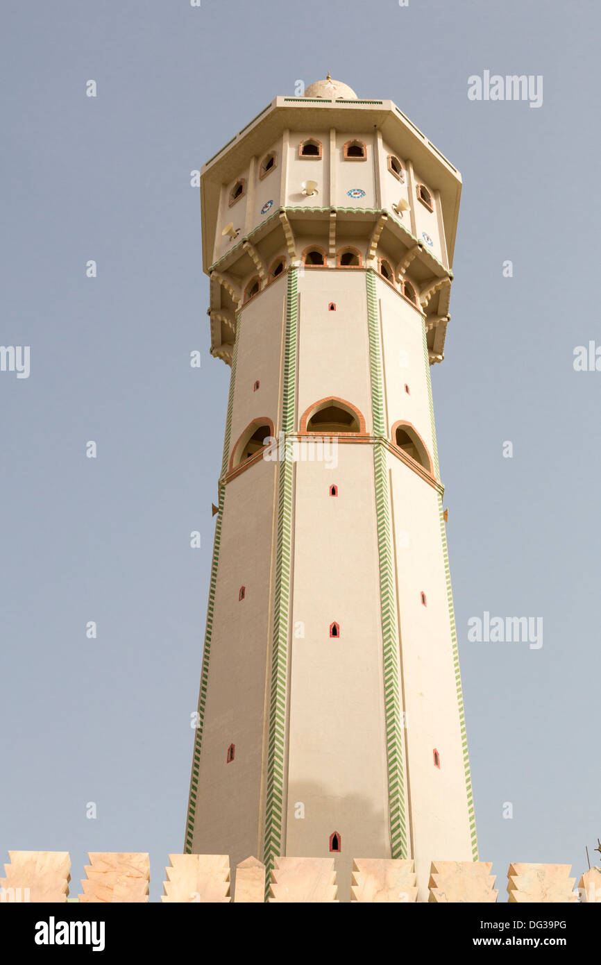 Senegal, Touba. Lamp Fall, the Highest Minaret of the Grand Mosque, 285 feet. Stock Photo