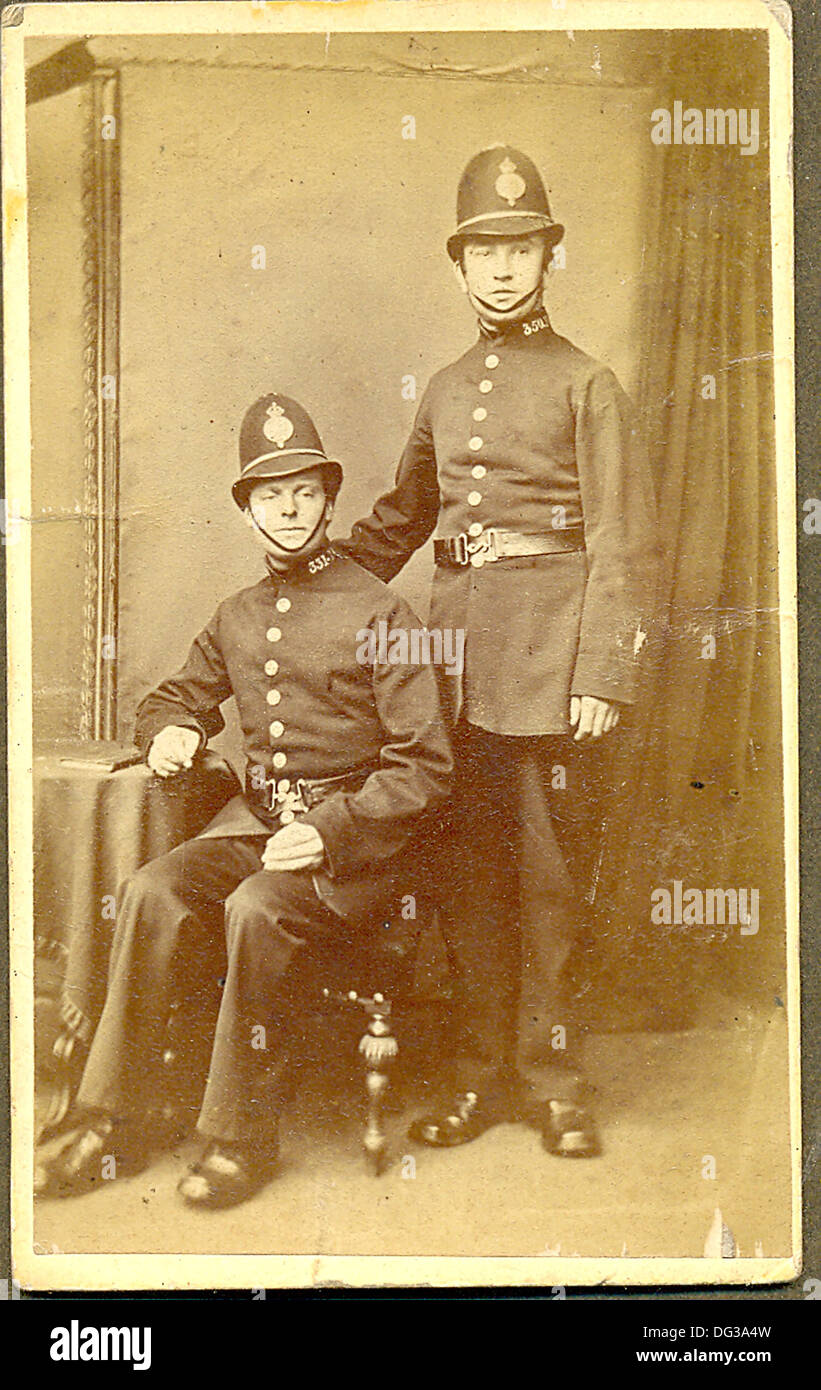 Victorian carte de visite photograph of two policemen Stock Photo