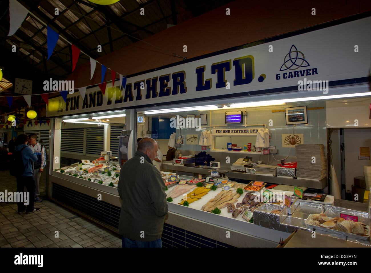 Fin & Feather Ltd Beresford Market fresh fish & seafood & shell Stock