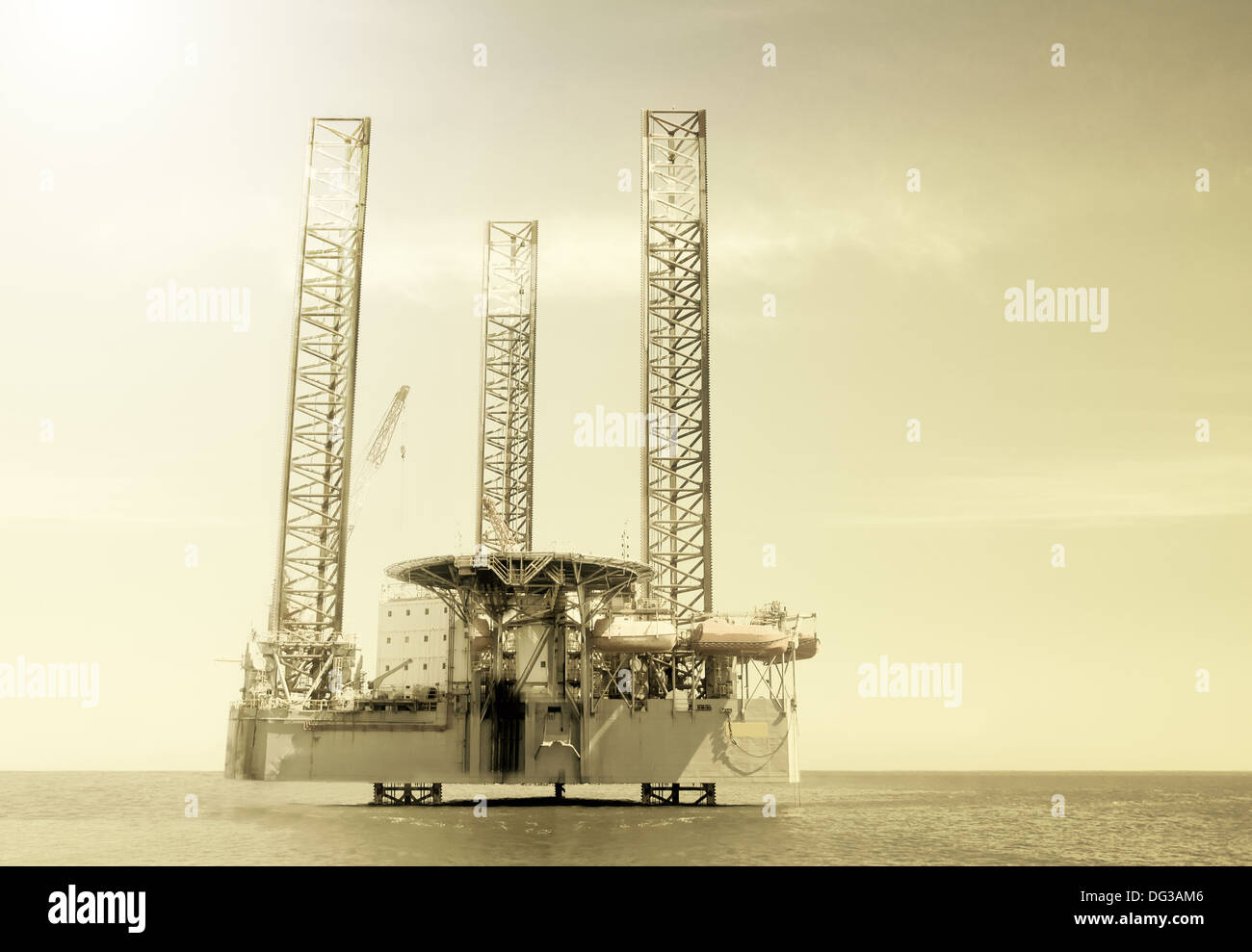 Off shore oil drilling platform Stock Photo