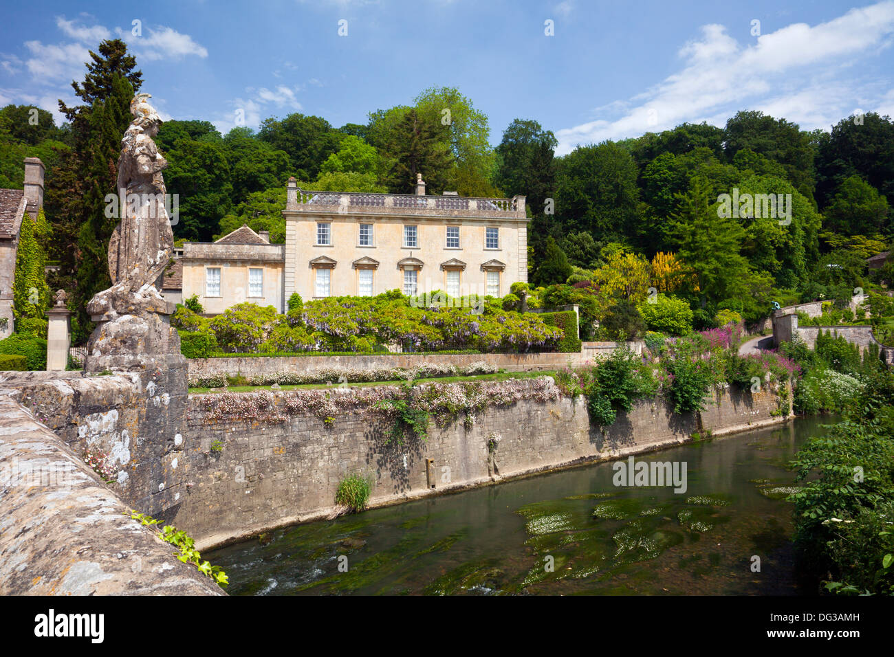 Iford Manor - the home of the Harold Peto Garden on the River Frome nr Bradford on Avon, Wiltshire, England, UK Stock Photo