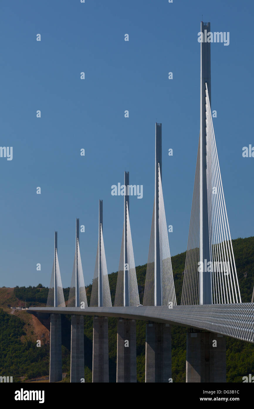 Millau Viaduct, Viaduc de Millau, Architect Norman Foster and Engineer Michel Virlogeux Stock Photo