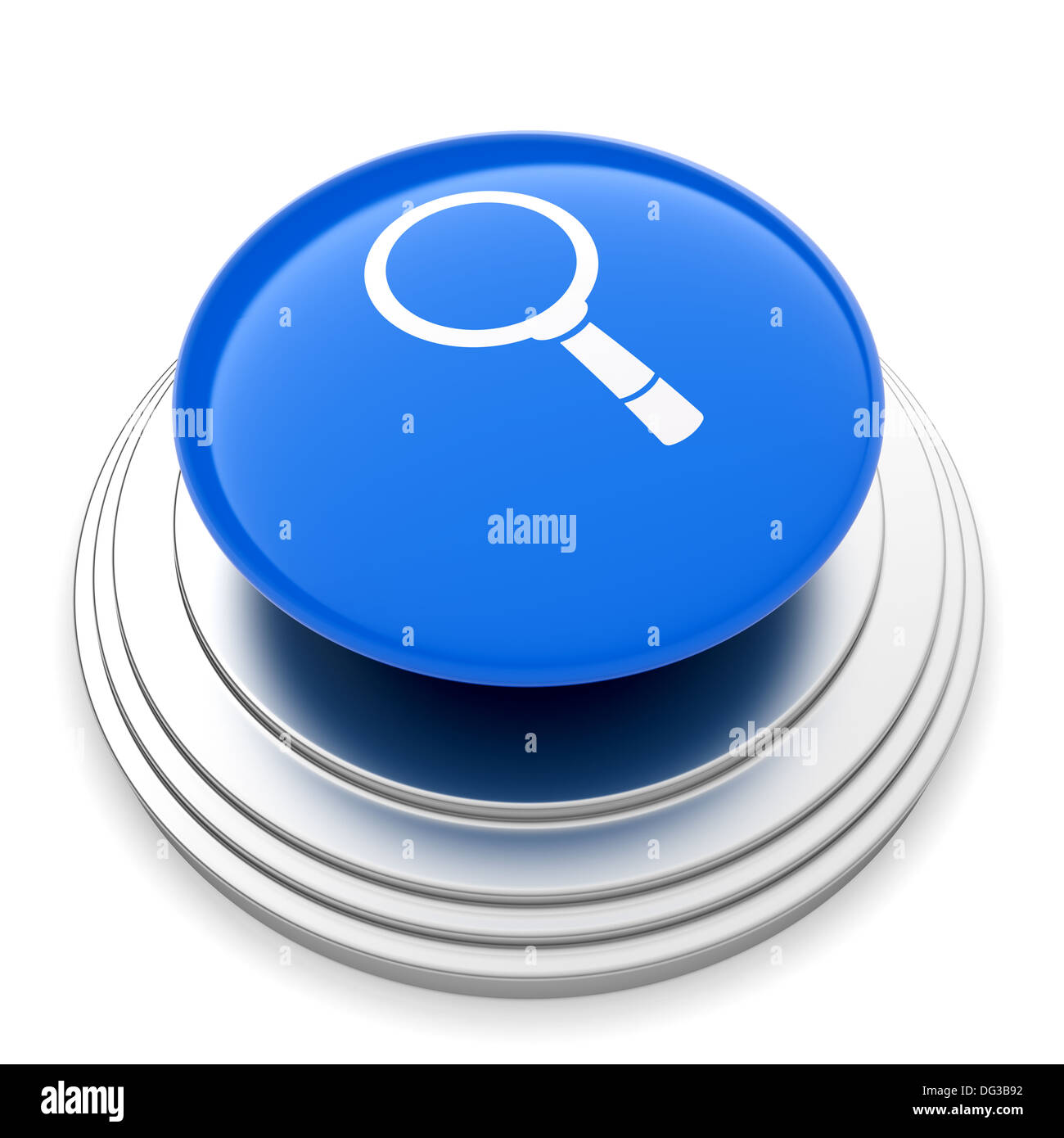 3d illustration of magnifier glass sign button isolated. Search concept Stock Photo Alamy